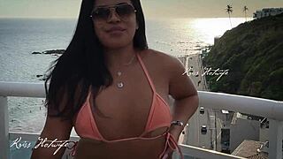 This Married Slut Was Showing Off in the Rooftop Pool, Teasing with Her Big Ass and Pussy.