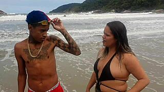 I found a famous toy on the beach and offered my big pussy to it right away.