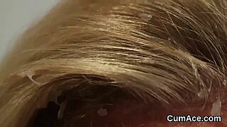 Kinky looker gets cum load on her face swallowing all the jizm.