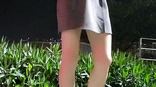 shemale ting xuan peeing and masturbating outdoors