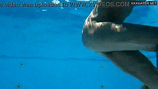 Beautiful big-breasted beauty Angelica Heart bathing in pool.