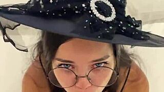 Debora Prado Swallows Dick in Witch Costume