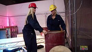 Workers indulge in hard threesome break