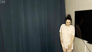 Brother pranks stepsister, jerks off!