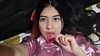 hot latina babe wakes up alone and masturbates her pussy at home