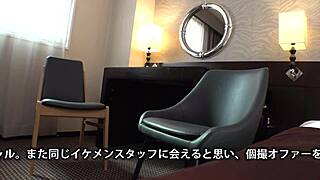 Cute busty Japanese student chats with stranger in uniform