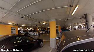 Asian woman with big tits gets fucked and cumshot in public park.