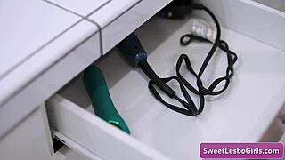 blonde sexy lesbian teen 18+ is ready for a purple dildo fuck from her brunette roommate - alison rey cherry kiss