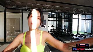 Amateur Thai MILF hits the gym for a big cock workout to stay fit.