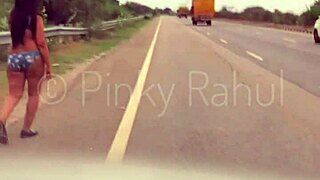 Pinky dares naked on Indian highways.