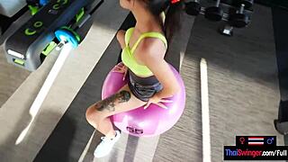 Amateur Thai MILF hits the gym for a big cock workout to stay fit.