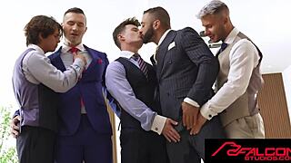 gay orgy with upside-down cum on wrecked holes