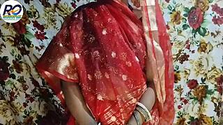 great sex with bhabhi in red saree squeezing boobs and ass fucking