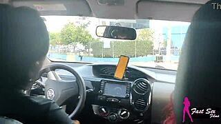 She showed her ass on the street and the delivery guy sucked her in the car