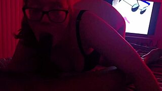 She says, Watch this redhead with glasses worship that big black cock deep in her throat, part two.