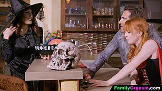 Familyorgasm - Step Dad and Stepdaughter Cheated Stepmom Last Halloween