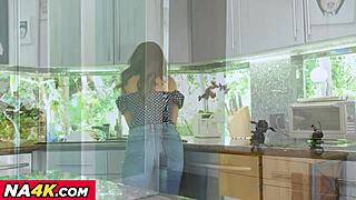 Latina milf kiki klout showers with sons friend before fucking him