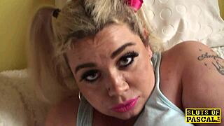 british plumper squirting for santa in rough cowgirl riding with dildo and cum in mouth