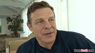 The long-haired blonde shemale appreciates everything that comes in her tight rear during doggystyle