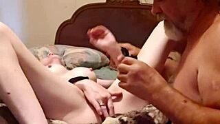 Slapping her pussy with my cock.