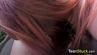 redhead teen babe blowjob in pov