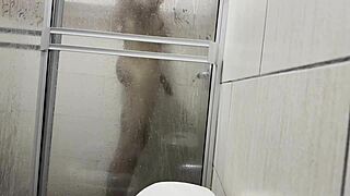 Amateur petite girl spied in bathroom masturbating with cousin's panties