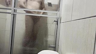 Amateur petite girl spied in bathroom masturbating with cousin's panties