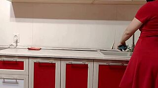 Can You Handle This Housewife Teasing With Striped Panties And Smelly Socks In The Kitchen?