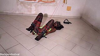 After Club, Hot Slim Black Girl Gets Gagged in Ebony Bondage