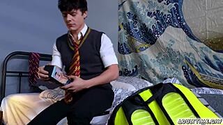 Horny Asher Day Alone Finds Dildo In Backpack Masturbates Gets Caught By Harley Xavier