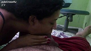 Friend gives blowjob while husband works
