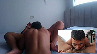 Squirting pussy in a latino mans mouth during quickie