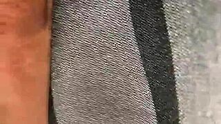 Candid ebony soles hidden and wet