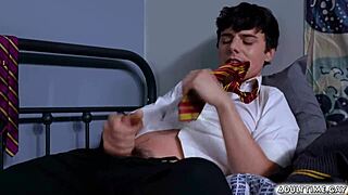 Horny Asher Day Alone Finds Dildo In Backpack Masturbates Gets Caught By Harley Xavier