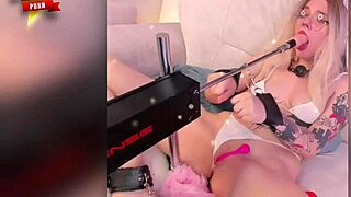 bdsm fetish and cosplay girl masturbating with toys, moaning in orgasm