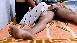 Desihotcouple update indian hot wife homemade handjob blowjob footjob part 1