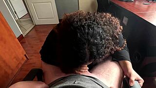 I am the office whore giving blowjob for promotion POV interracial CFNM