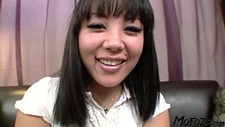 Black haired amateur gets big facial!