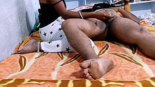 Desihotcouple update indian hot wife homemade handjob blowjob footjob part 1