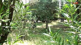 pretty woman enjoys a walk in the wood