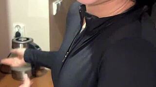 Watch her choke on that huge load, swallowing every drop while gagging wildly!