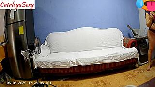 Backstage with big ass latina model in sexy lingerie preparing for production