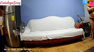 Backstage with big ass latina model in sexy lingerie preparing for production