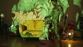 Angie Lynx's wild fuck at the art exhibition contrasts elegance with raw passion.