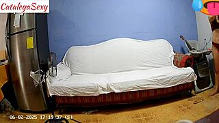 Backstage with big ass latina model in sexy lingerie preparing for production