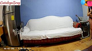 Backstage with big ass latina model in sexy lingerie preparing for production