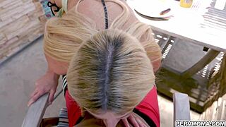 Blonde Stepmom Eagerly Sucks Real Hotdogs in Her Mouth