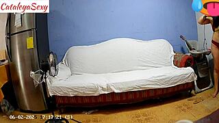 Backstage with big ass latina model in sexy lingerie preparing for production