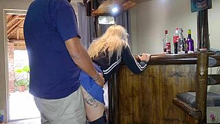 Cute Blonde Lifts Skirt For Quick Cheat Fuck In Gym!