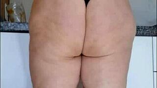 Hidden Camera Catches Stepmom In Kitchen In Panties And See-Through Blouse